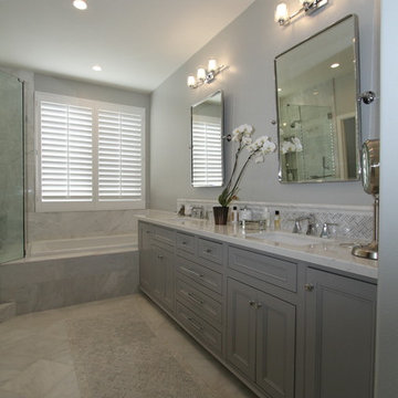 Huntington Beach Gray and White Marble Bathrooms